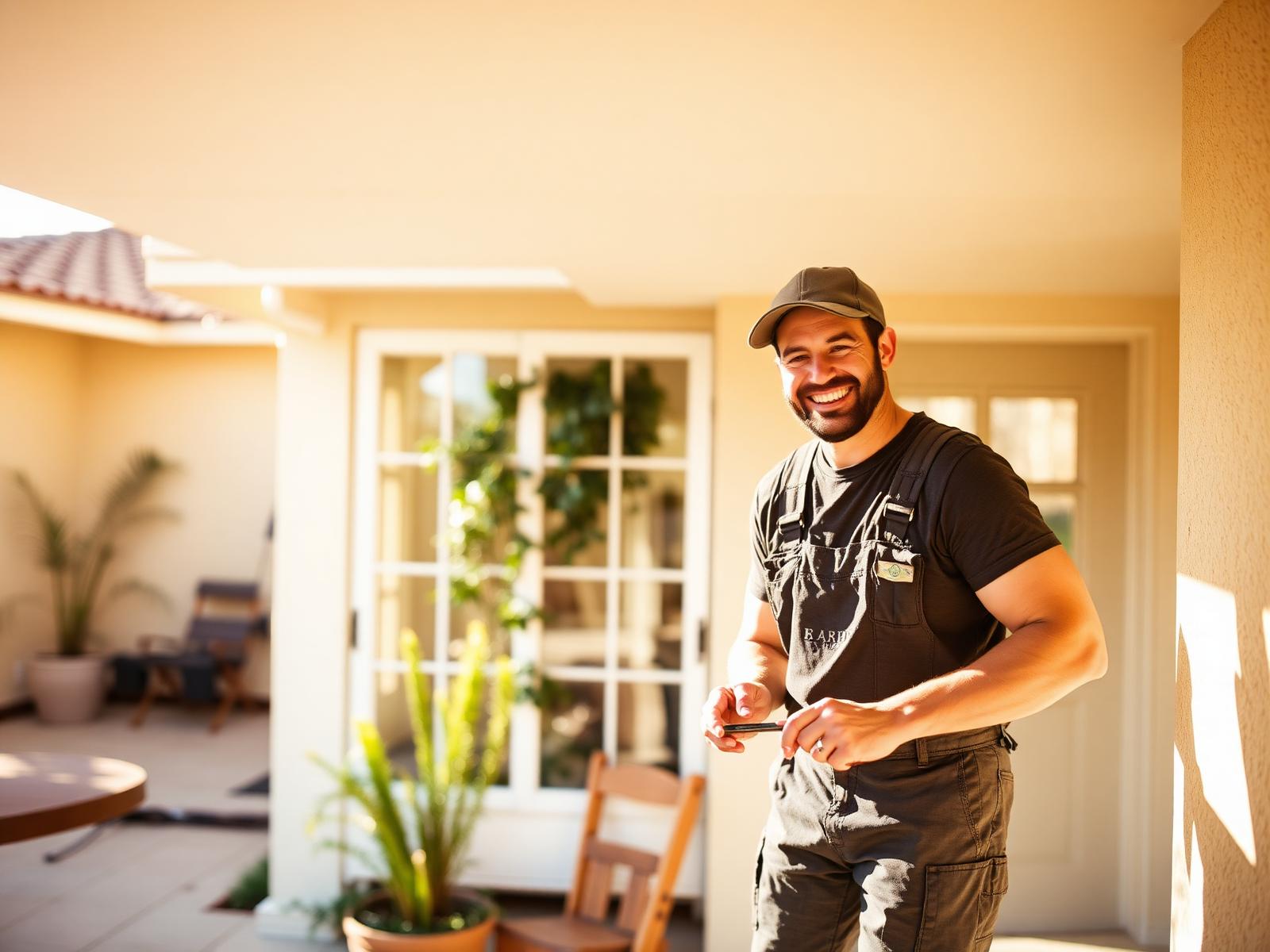 Friendly local handyman on the porch of a Ventura, California home